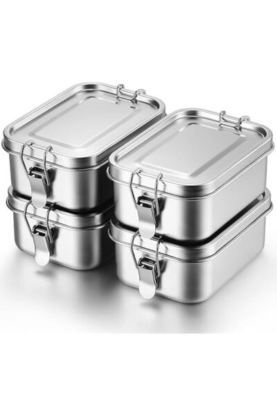 Generic Steel Food Containers with Locking Clips, Leak-Proof Reusable, Dishwa...