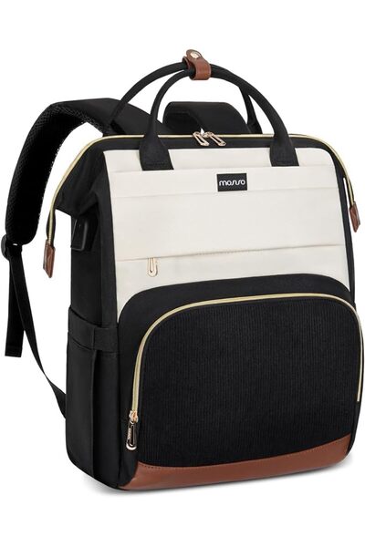 Mosiso Laptop Backpack for Women, 15.6 inch Laptop Bag, Black | with USB Char...