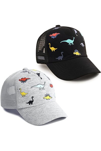 KASTWAVE Toddler Baseball Hat with Mesh Adjustable Dinosaur Printed Trucker H...