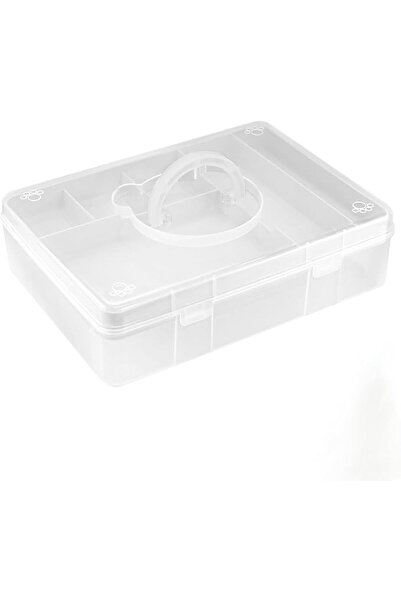 KASTWAVE Stackable Plastic Craft Storage Box with 7 Adjustable Compartments, ...