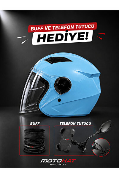 Motohat Motosiklet GÜNEŞ VİZÖRLÜ KASK - TELEFON TUTUCU VE BUFF HEDİYELİ