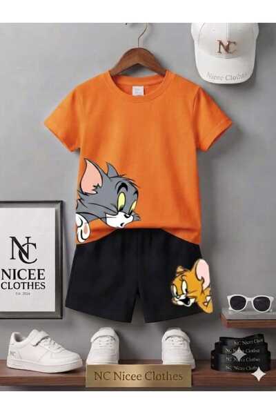 Leto Lykia Summer Children's T-Shirt Shorts Unisex (Tom and Jerry Printed)
