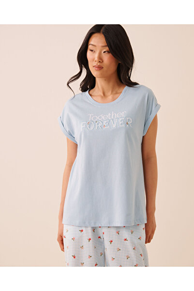 La Vie en Rose Together Forever Print Cotton Short Sleeve T-shirt