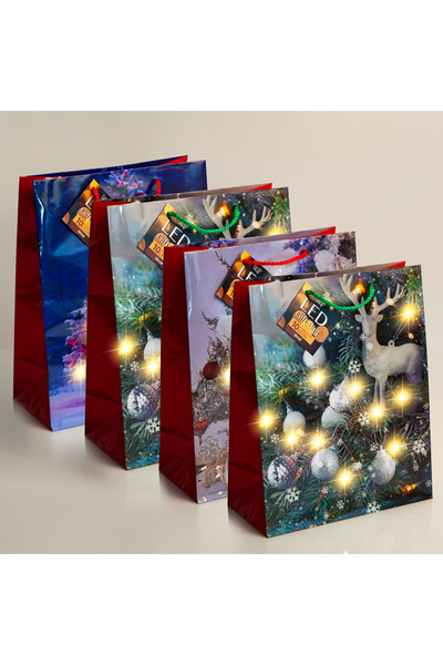 Alista Home Christmas LED paper gift bags 26.5 x 12.7 x 33 cm, set of 12 pcs,...