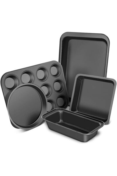 Generic CasaCulina Baking Pans Set, 5-Piece Nonstick Bakeware Sets, Black | K...