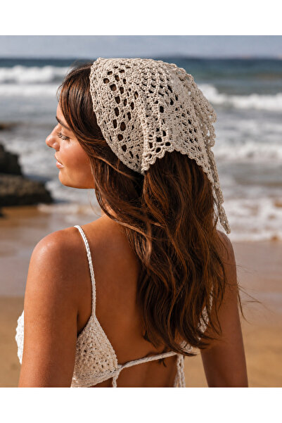İpeksi Collection Women's Knitted Bandana Summer Perforated Knitwear Hair Ban...