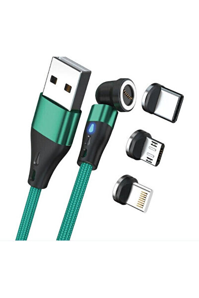 realpower Πλεκτό καλώδιο USB σε Lightning / Type-C / micro USB 1μ Πράσινο (43...