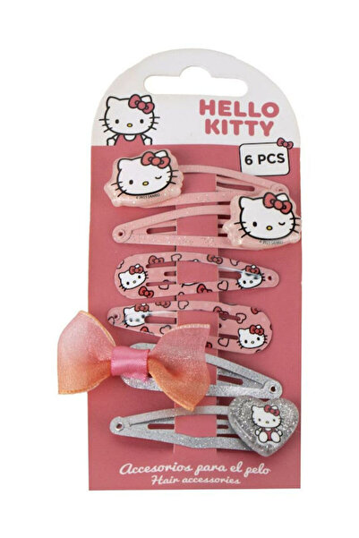 Hello Kitty Σετ παιδικά κλιπ μαλλιών με φιγούρα σε ροζ χρώμα, 6 τεμάχια