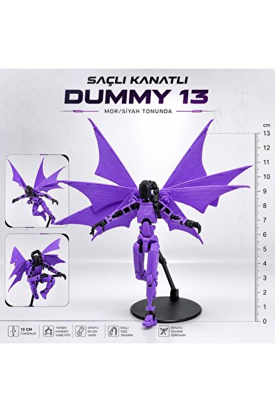 MD Design Dummy 13 Mor Saçlı Kanatlı Hareketli Figür - 3D Robot Oynar Eklemli...