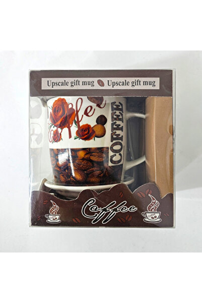 velve Set din ceramica Espresso, 350ml, cu cana, lingurita si farfurie asorta...
