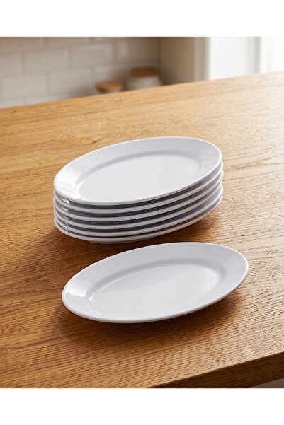 BİODATA 4 Pieces Unbreakable Melamine Oval Boat Plate Medium Salad Plate 16 X...