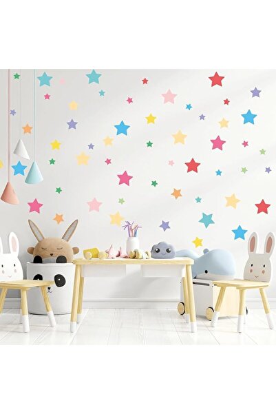 GENERAL 72PCS Stars Wall Decals, Self-Adhesive Colorful Pentagram Stickers | ...