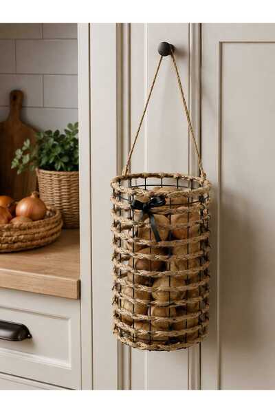 Egindra Wicker Weave Mini Metal Wire Potato Basket 2 kg Capacity Rustic Desig...