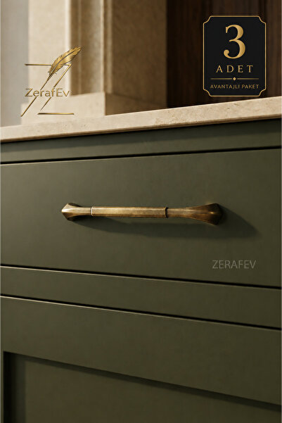 zerafev Verona 160 mm Antique Yellow Zamak Furniture Handle – 20 cm Cabinet a...