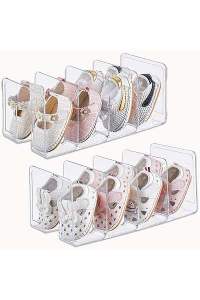 KASTWAVE 2 PACK Clear Acrylic Kids Shoe Rack for Closet Organizers and Storag...