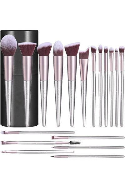 ALMEKAQUZ Makeup Brush Set 18 Pcs Premium Synthetic Foundation Powder Conceal...