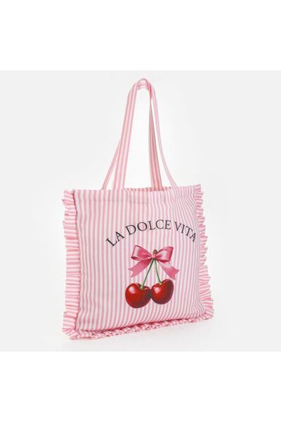 OEM Pink Fabric Bag with Patterned 38x39cm