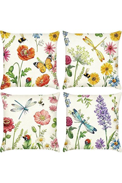 GENERAL Throw Pillow Covers, Spring Wild Flower Cushion Covers, 18 x 18 Inch ...