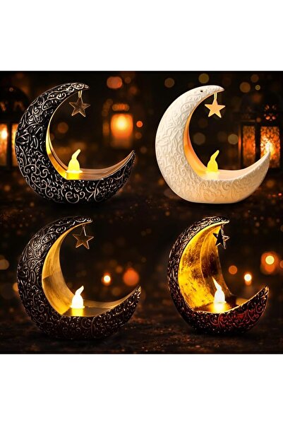 GENERAL Crescent Moon Candle Lanterns, Decorative LED Tea Light Holders, 4 Pi...