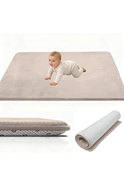 GENERAL Coral Velvet Baby Play Mat, 3cm Thick Baby Crawling Mat 90 x 120 cm G...