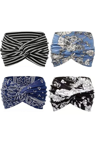GENERAL 4 Pack Turban Headbands for Women – Wide Vintage Knotted Head Wraps, ...
