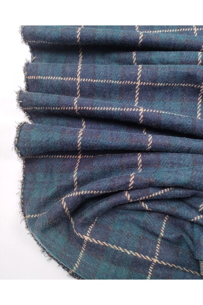 Kumaş Parça Green Black Mustard Plaid Jacquard Interlock Fabric Soft and Stre...