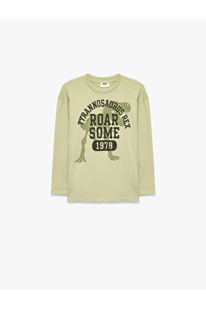 Koton Cotton Crew Neck Long Sleeve Printed T-Shirt