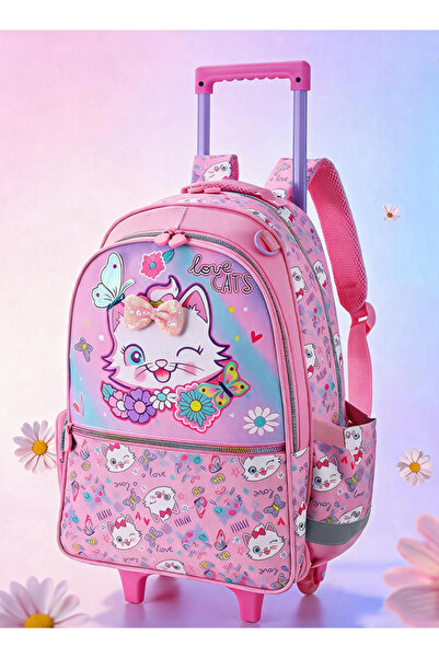 GOG Girls Rolling Backpack, Kids Trolley School Bag with Retractable Handle, ...