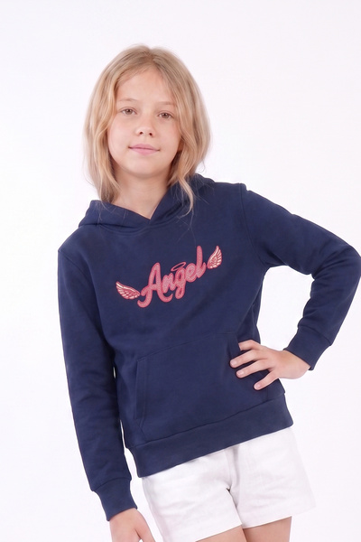 FYK KİDS Girl's Printed Kangaroo Pocket Long Sleeve Hooded Sweatshirt
