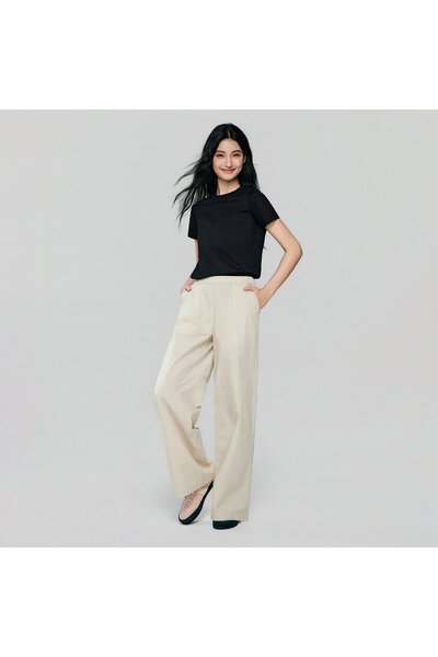 Giordano Women High Waist Wide Leg Elastic Waist Pants