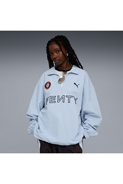 Puma X Fenty Nylon Drill Top Blue Classic Collar Sweatshirt