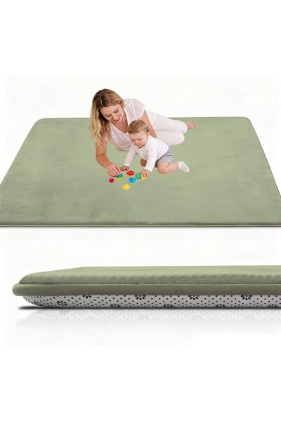 GENERAL Large Nursery Carpets 160 x 200 cm Brown Memory Foam Play Mat for Bab...