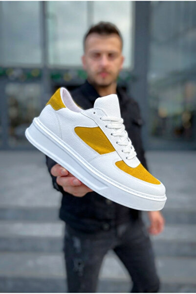 Zerenyus Zrk-X8 High Quality Thick Sole White Yellow Suede Casual Men's Sneaker