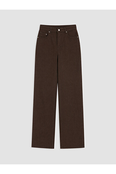 LC Waikiki Lcw Modest Brown Wideleg Women's Jean Trousers