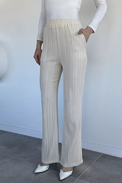 Aryena Stone Women's Elastic Waist Trousers