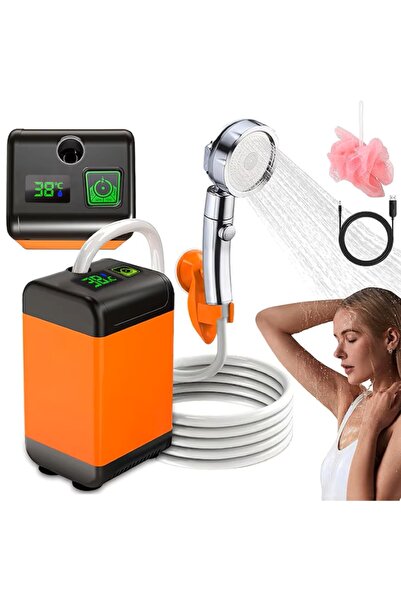 EMATTEIRO Pompă Duș Camping Portabil Electric cu Afișaj Digital și 6 Accesori...