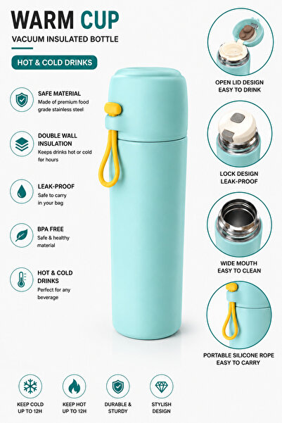 Generic Brand 500ml Thermal Bottle, Thermos for Hot and Cold Drinks, Anti-Lea...