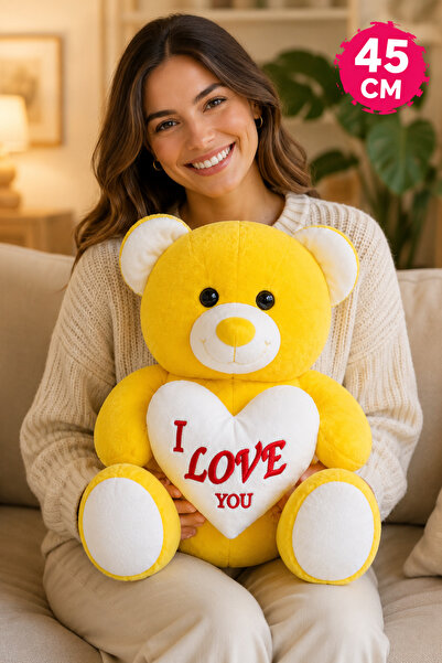 TREND 45 CM Peluş Ayıcık Kalpli I Love You Yazılı Büyük Boy Teddy Bear Sevgil...