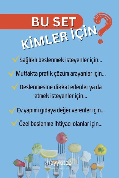 hayykitap Sağlıklı Mutfak ve Beslenme Kitap Seti (5 Kitap) Karatay Mutfağı - Doktor Mutfakta - Hazır Alma Kendin Yap! - Sağlıklı Atıştır - Özel Beslenenler İçin Tarifler