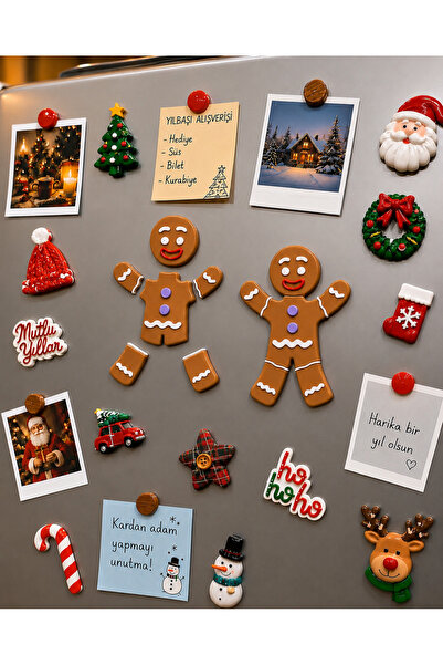 Genel Markalar 2 Adet Yılbaşı Zencefilli Kurabiye Magnet Seti - Gingerbread F...