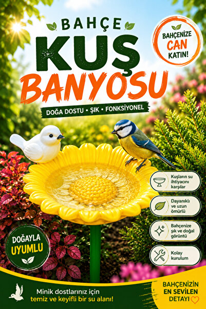 Genç 3D Çiçek Tasarımlı Dekoratif Bahçe Kuş Banyosu ve Kuş Yemliği - Outdoor ...