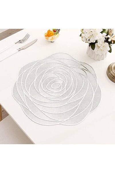 Arabest Round Placemats and Coasters,Rose Flower Shaped,Pressed Vinyl,Party T...