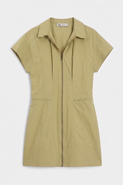 BSL Fermuar Kapama Cotton Mini Elbise
