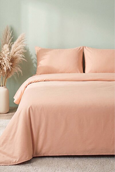 Rivaİstanbul Soft Orange 100% Cotton Ranforce Double Duvet Cover Set – 4 Pieces
