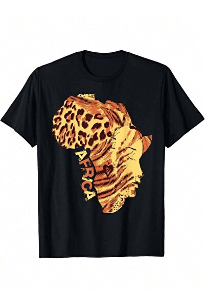 NOURAM تي شيرت Black History Month Afro Woman Map Of Africa، مقاس كبير