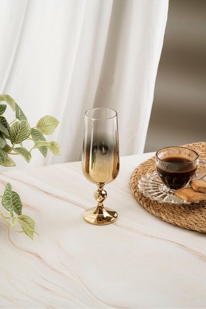 crystal home طقم من 2 كوب قهوة من كريستال بوهيميا مطلي بالتيتانيوم سعة 180 مل