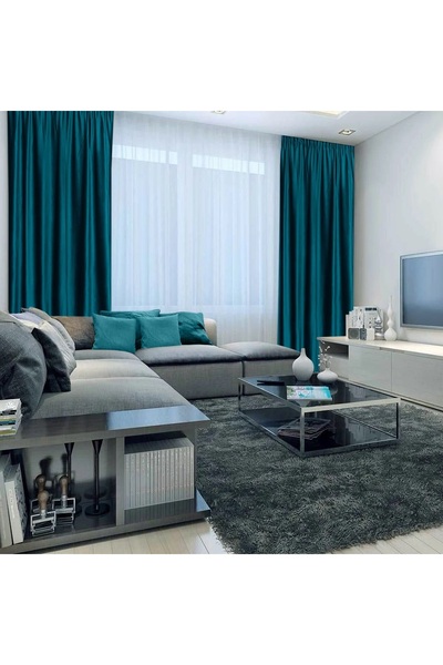 CasaRossaTextil Draperie French Velvet Albastru Petrol Turcuaz | Set 2 Bucăți...