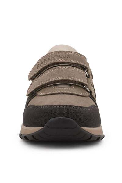 Rakerplus Hakiki Deri Cırt Cırtlı Kahve Vizon Çocuk Sneakers Spor Ayakkabı