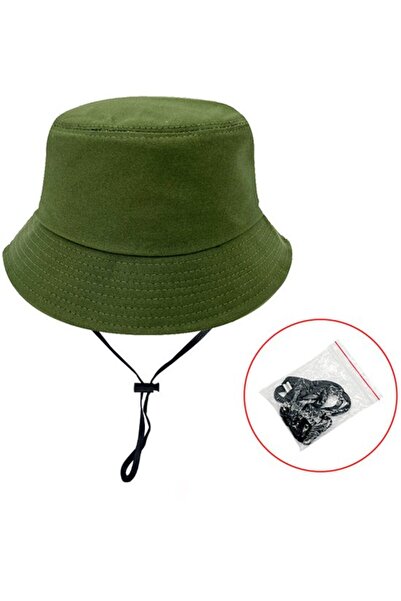 STARSTAR Cotton bucket hat royal blue UPF50+ windproof strap foldable.