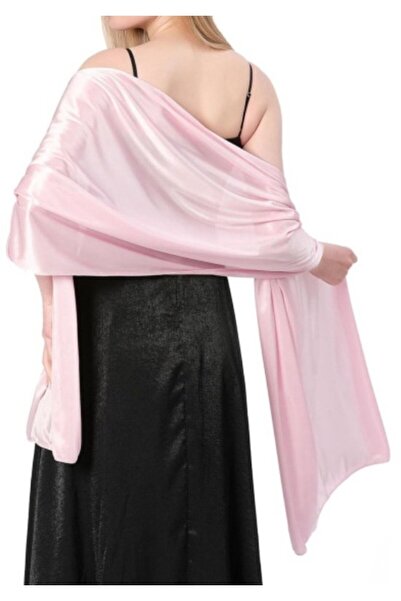 STARSTAR Women's satin shawl apricot pink 65x220cm elegant evening/party.